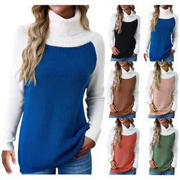 Kadın Sweaters 2024 KIŞIN SAKINLI BUTLENECK Uzun Kollu Çizgili Yan Yarık Erkek Çeyrek Zip Puffy Sweater Slim