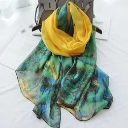 Fashion Designer Silk Scarfs Women Luxury Brand Print Peacock Feathers Silk Foulard Scarf