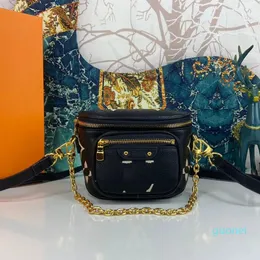 Lyxdesigner handväskor mini crossbody väskor kvinnliga präglade äkta läder vintage retro midja midja messenger kedja axelväska bröstväskor kvällspåsar plånböcker