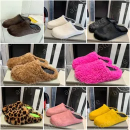 Sapatos de desenhista Fussbett Sabot Sandálias Homens Mulheres Chinelos de Crina Inverno Ráfia Beach Moafers Long Bezerro Cabelo Couro Shearling Jacquard Mules Slides