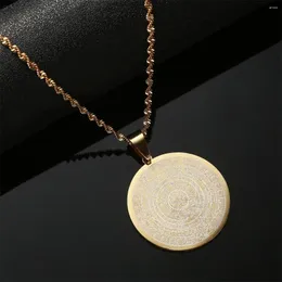 Pendant Necklaces Gold Plated Stainless Steel Mayan Calendar Chains Necklace For Women Pendants Trendy Cute Jewelry Accessories