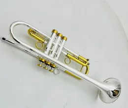 Verkliga bilder bb melodi trumpet sliver pläterad mässing professionell mässing instrument med ärende tillbehör gratis frakt