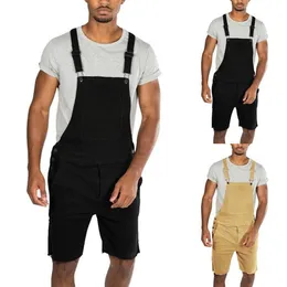 2019 New Mens Casual Retro Denim Bib Overall Shorts Pants Summer Autumn Solid Jeans Jumpsuit For Male Rompers Plus Size288e