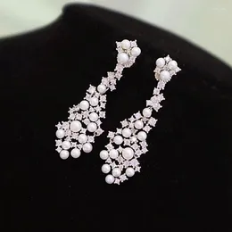 Pendientes colgantes ZOCA elegante Retro Natural perla de agua dulce 925 plata esterlina diseño de gota joyería de Boutique señora regalo fiesta