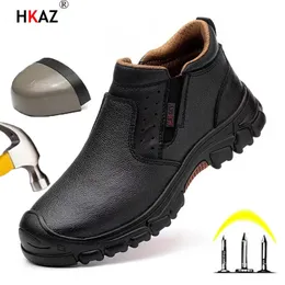Säkerhetsskor Vattentäta män Boot Leather Safety Shoes Anti-Smash Anti-Punkture Work Shoes Lightweight Work Sneakers Oförstörbara skor 231007