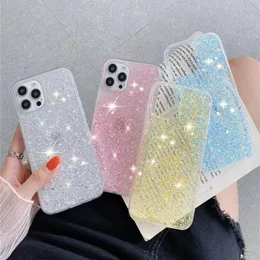 Cute Sparkly Bling Glitter Epoxy Cases Soft TPU Rubber Slim Anti-Scratch Protective Shockproof For iPhone 15 14 13 12 11 Pro Max X XR Samsung S23 Ultra A14 A24 A34 A54 A04