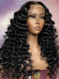 40 tum mänskligt hår 13x4 Deep Wave Frontal peruk Curly HD Spets Front Wigs Brazilian Water Wave Cheap HD Spets Closure Wig