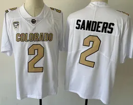 Men College Colorado Buffaloes Jersey White Black 2 Shedeur Sanders 미식 축구 착용 대학 성인 크기 스티치 유니폼 믹스 순서