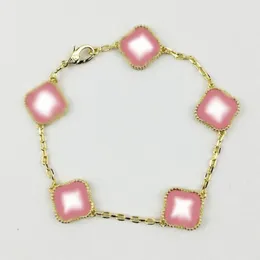 5-Motif 18K 골드 도금 클래식 패션 매력 팔찌 클로버 18K-Gold-Plated-Classic-Fashion-Charm-Bracelet Clover Designer Jewelfy Mother-of-Pearl Bracelets