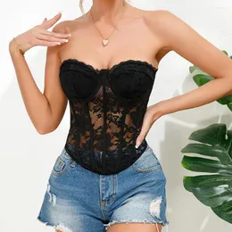 Women's Tanks Sexy Y2K Chic Solid Lace Floral Corset Camis Push Up Bodycon Retro Bandeau Crop Tank Tops 2023