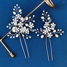 Hårklipp bröllopstillbehör silver färg stift klipp opal rhinestones hårnål för brudar brudtärnor blomma huvudbit brud smycken