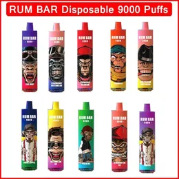 Оригинальные одноразовые сигареты Vape 9000 Puff 9k QST RUM BAR E Сигареты Vape Pen 13 мл Предварительно заполненный картридж с сетчатой катушкой 600 мАч Перезаряжаемый испаритель Tornado 9000