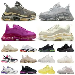 tops balencigaly Designer Classic Triple S Black Casual Shoes Grey All White Black Green Pink Purple Orange Grey Red Blue Mens Womens Paris Platform Sneakers Outdoor