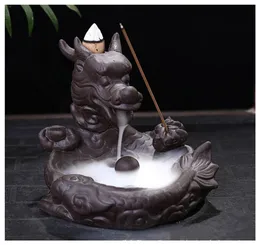 FBIL Dragon Cone Incense Burner Purple sand Backflow Dragon Smoke Holder quotDragon Pondquot coffee 105 x 11 x 10cm4449339