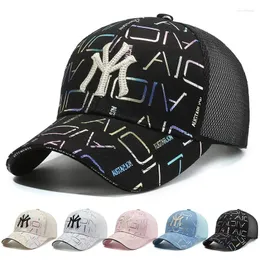 قبعات الكرة الصيفية نساء التنفس الرجال الرجال البيسبول أنثى ذكر طباعة جغرافية شبكة القبعات Snapback قبعة للمرأة Gorras Trucker Hat
