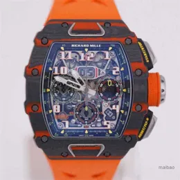 Reloj de diseñador RichareMill Tourbillon Cuerda automática Cronógrafo de edición limitada con relojes mecánicos de cerámica Y Relojes de pulsera deportivos Muñeca para hombre I75G