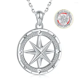 Anhänger 925 Sterling Silber Star Compass Spinning Halsketten gehen in Richtung Ihrer Träume Inspirierende Schmuckgeschenke für Frauen Männer