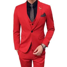 Męskie garnitury ślubne 2019 czerwone garnitury męskie Oranje Pak heren królewski niebieski impreza DJ Costume Terno Slim Fit White Tuxedo291x
