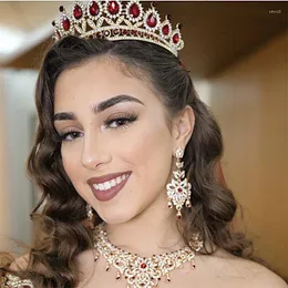 Saç klipleri gelin başlık fas moda taç kristal rhinestone tiaras kaftan gelinlik aksesuarları altın kaplama saç giysileri