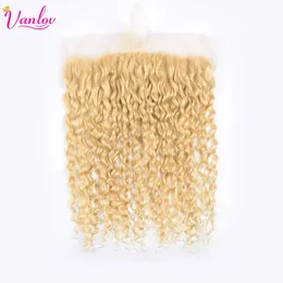 Lace s Vanlov 613 134 Water Wave Frontal Brazilian Human Hair With Baby Blonde Remy Pre Plucked 231007