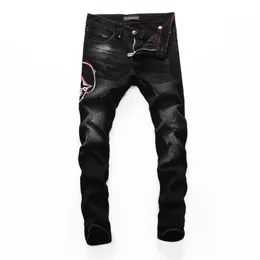 ROSA PARADISO PLEIN Classico Moda Uomo Jeans Rock Moto Uomo Casual Design Jeans strappati Distressed Skinny Denim Biker Jeans PLEIN 2041