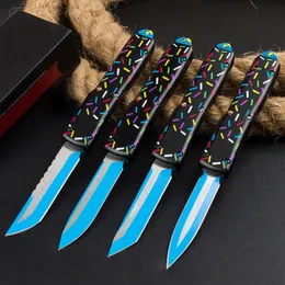 H1081 Automatic Tactical Knife 440C Blued Blade Zinc-aluminum Alloy Handle Outdoor Camping Hiking Survival Pocket Knives with Retail Box