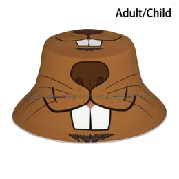 Berets Isle Beaver Booper Bucket Hat Sun Cap Roedor Dentes Dobrável Pescador Ao Ar Livre