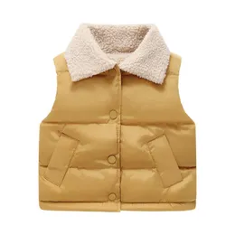 Weste Kind Weste Winter Junge Mädchen Verdickt Warm Lässige Quadrat Kragen Lamm Fleece Ärmellose Jacke 2 10 Jahre Alte Mode kinder Kleidung 231007