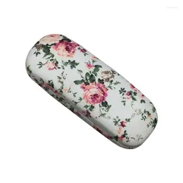 Fashion Accessories Eyeglasses Hard Case For Glasses Women Optical Cases Floral Print Eyewear Spectacles Box Holder EyeGlass Case(White)