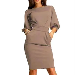 2019 Summer Work Office Dress نصف الأكمام o-neck أنيقة للسيدات bodycon ضمادة ضمادة نحيفة الحزب