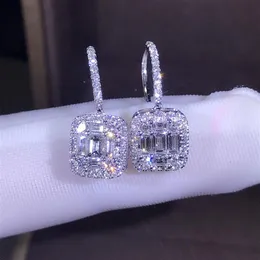 新しい2019 Luxury Jewelry 925 Sterling Silver T Shape White Topaz CZ Daimond Women Wedding Gemstones Earring Hook for Lover205m