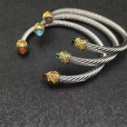 Роскошные ювелирные дизайнерские браслеты браслет 5 мм Cable Classics браслет-манжета из стерлингового серебра 925 пробы с бриллиантами из аметиста в Ahee Jewellers