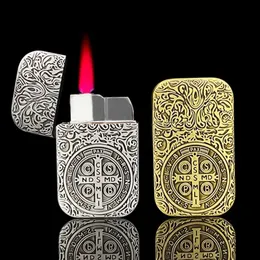 Зажигалки креативные портативные металлические зажигалки ветрозащитные многоразовые без газа розовое пламя факел зажигалка для сигар бутановые зажигалки подарок для мужчин E8HP