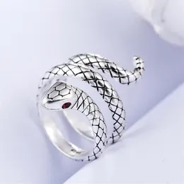 100% 925 Sterling Silver Trendy Snake Animal Lady Finger Rings Oryginalna biżuteria dla kobiet otwarty pierścionek z Party Girls Uczniowie Prezent249x