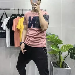 Männer T-Shirts 2022 Neue Mode Designer Koreanische Trend Druck Dünne Oansatz Baumwolle Komfortable Kurzarm Männliche Top Kleidung P279e