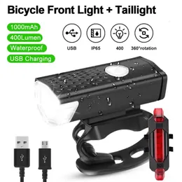 Fahrrad Lichter Vorne Fahrrad Hinten Rücklicht Wiederaufladbare Scheinwerfer LED Taschenlampe Laterne Lampe Sicherheit Ciclismo 231009