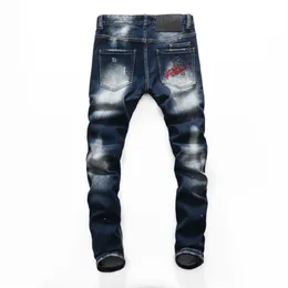 ROSA PARAÍSO PLEIN Clássico Moda Homem Jeans Rock Moto Mens Design Casual Jeans Rasgado Angustiado Skinny Denim Biker PLEIN Jeans 239S