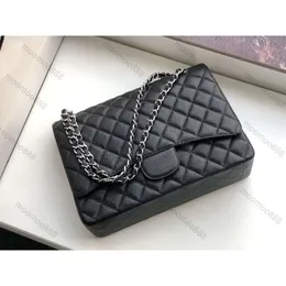 이브닝 백 10A 최고 계층 품질 Maxi Double Flap Bag Luxury Designer 33cm Real Leather Caviar Lambskin Classic Black Purse 퀼트 핸드백 어깨 6