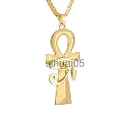 Pendant Necklaces High-end Design Ankh Cross Pendant Egyptian Eye of Horus Necklace Religious Lucky Amulet Charm Jewelry Gift for Men and Women x1009