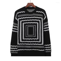 Herrtröjor Autumn Ethnic Style Jacquard Process Pullovers Crew Neck Mönster 2023