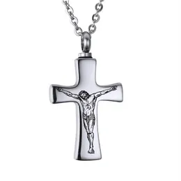 Silver Cross Cremation Keepsake Urn Pendant Necklace For Ash-Funeral Ash Urn Jewelry Memory Locket med Fill Kit304J