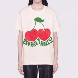 2022s Beverly Hills Cherry Designer T-shirt Men mode lyxkläder Kort ärmkvinnor Punk Print Letter Summer Skateboard Bre330Z