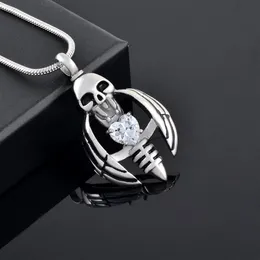 IJD9793 Skull Stainless Steel Cremation Pendant Necklace Heart Crystal Ashes Keepsake Urn Necklace Memory Jewelry215R