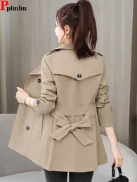 Herrjackor Casual Double Breasted Slim Trench Jacket Korean 5xl Windbreaker Classics Elegant Women Gabardina Fashion Spring Belt Coats 231009