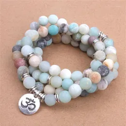 خيوط مطرز سوار المرأة ماتي ماتي جاذبية الأمازون مع لوتس OM Buddha Charm Yoga 108 Mala Netclace Drop1221J