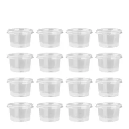 Pequenos recipientes de plástico com tampas Copos de gelatina Copo de molho de condimento para preparação de refeições porções