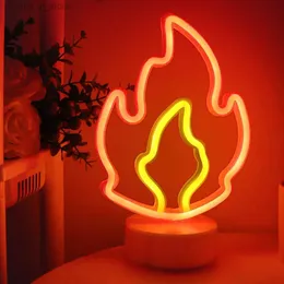 Table Lamps Wholesale Fire Table LED Neon Night Lamps Battery Powered Kids Girls Cheap Atomosphere Light YQ231009