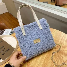 Bolsos de hombro de invierno nueva bolsa de Material de producción de lana Diy Tiktok Coral terciopelo tejido chica bandolera