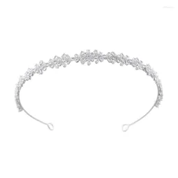 Hair Clips MYFEIVO Women Hairband Natural Minimalist Accessories Fashion Brass Headband Zircon Bride Crown HQ2152