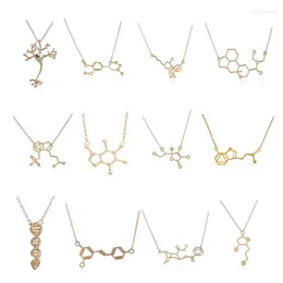 Chains Wholesale 10pc/Lot 21Designs Molecule Collection DMT DNA Chemistry Structure Pendant Women Men Science Charms Nekclace Jewelry